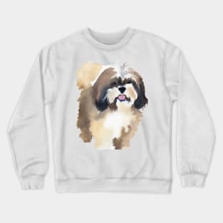 Shih Tzu Watercolor Painting - Dog Lover Gifts Crewneck Sweatshirt